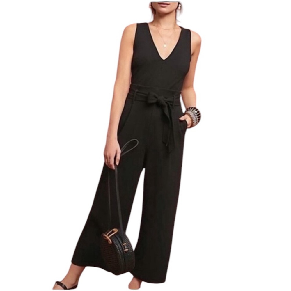 Anthropologie Cathy Black Structured Jumpsuit‎